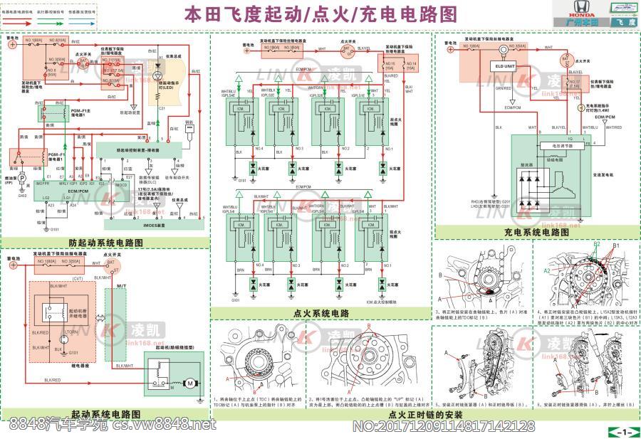 广州本田飞度起动点火充电电路图